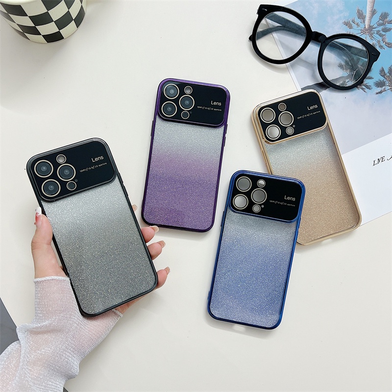 IPHONE Casing Ponsel Bubuk Flash Gradasi Jendela Besar Electroplated Iphone14 13 12 11 Pro MAX X XS MAX XR 7 8 Plus Shockproof Case Cover