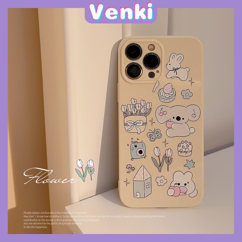 Venki - Untuk Iphone11 iPhone Case Cream Glossy Film TPU Lembut Shockproof Fase Penutup Perlindungan Cute Koala Park Kompatibel Dengan Iphone14 13 Pro max 12 Pro max xr xs max 7Plus 8Plus