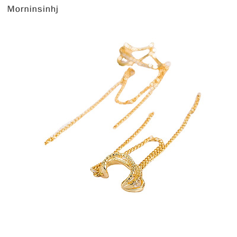 Mornin Ringan Multi-Lapisan Klip Tulang Telinga Zirkon Rumbai Non Manset Ear Clip Earring Untuk Wanita Perhiasan Sederhana Mengkilap id