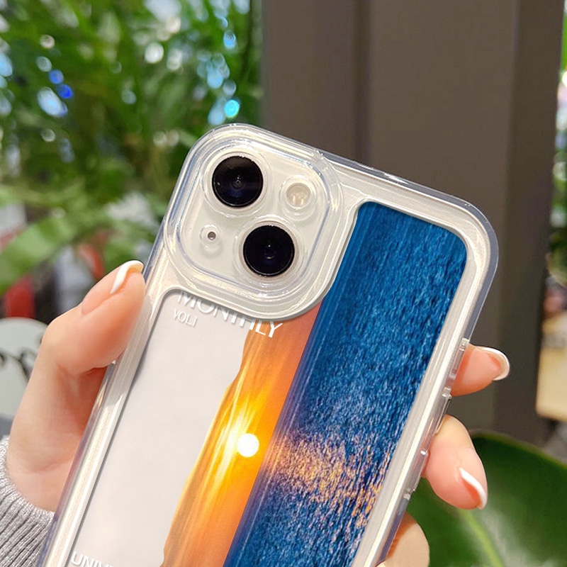 Sea ​​Sunset Sun Case Untuk Redmi Note10 11 11E 11S 12 8 8T 9 9S 10 Xiaomi 11T 12T 13Pro 13 Mi 10 10 Pro 10T Lite 10T 11 12 Poco F3 F4 M3 X3 X4 X5 Pro Akrilik Space Cover Belakang TPU