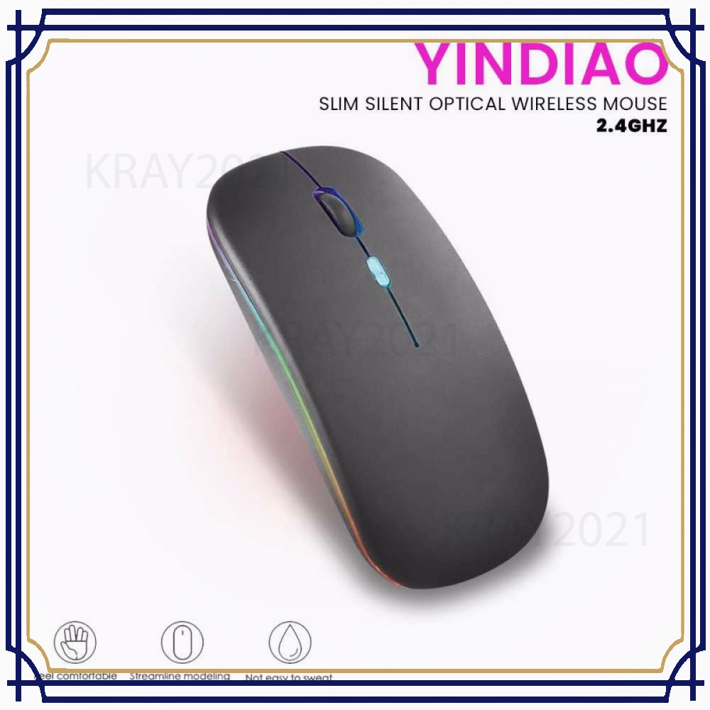 Slim Silent Optical Wireless Mouse USB Recharge 2.4GHz MS008