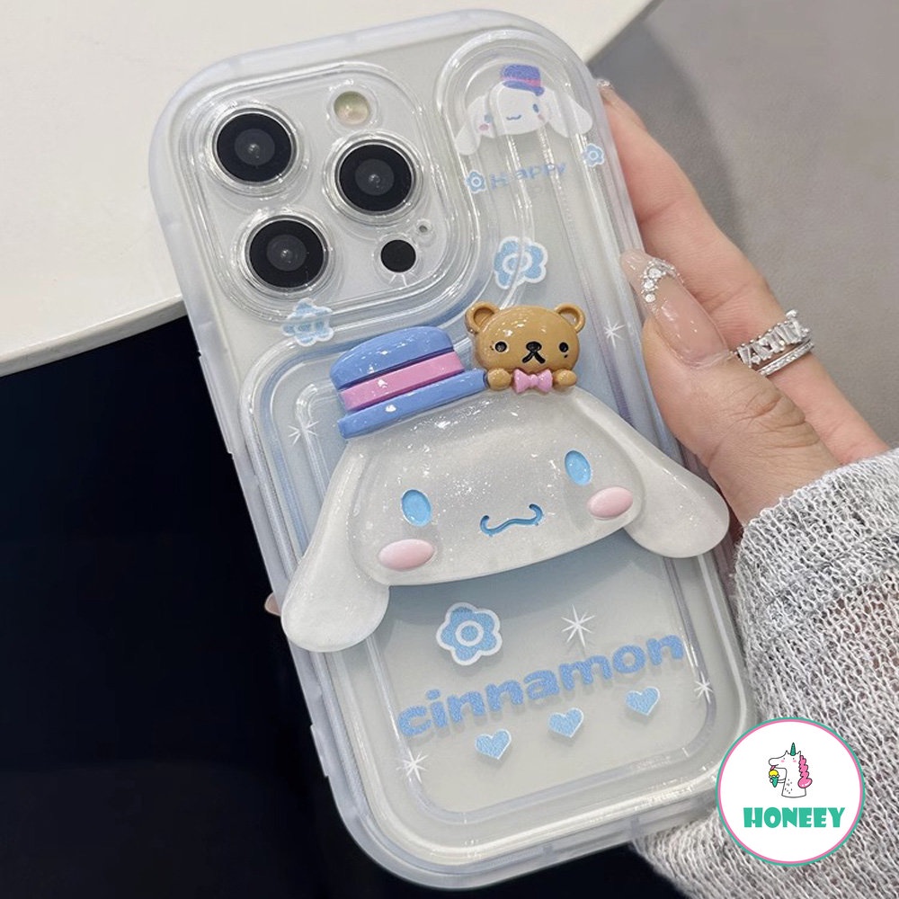 Casing Ponsel Cinnamoroll Stereo Kartun Lucu Untuk iPhone 14 Pro Max13 12 11 Pro MAX XR XS Max8 7Plus Transparan Full Cover Airbag Cover Pelindung