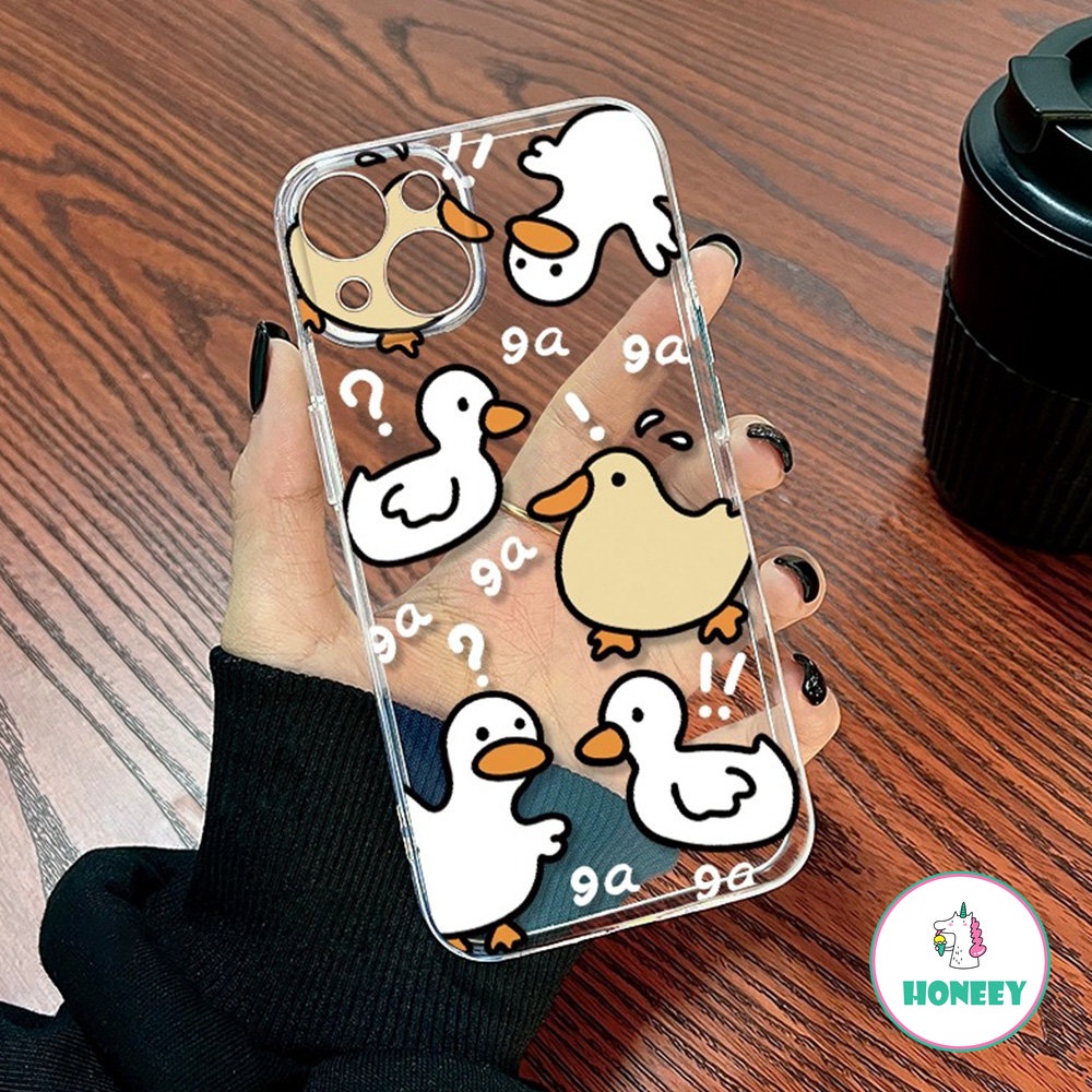 Lovely Ducks Casing Ponsel Kompatibel Untuk iPhone 14 Pro Max13 12 Pro Case iPhone 11 Pro Max XR XS 7 8Plus Simple Bening Shockproof Back Cover