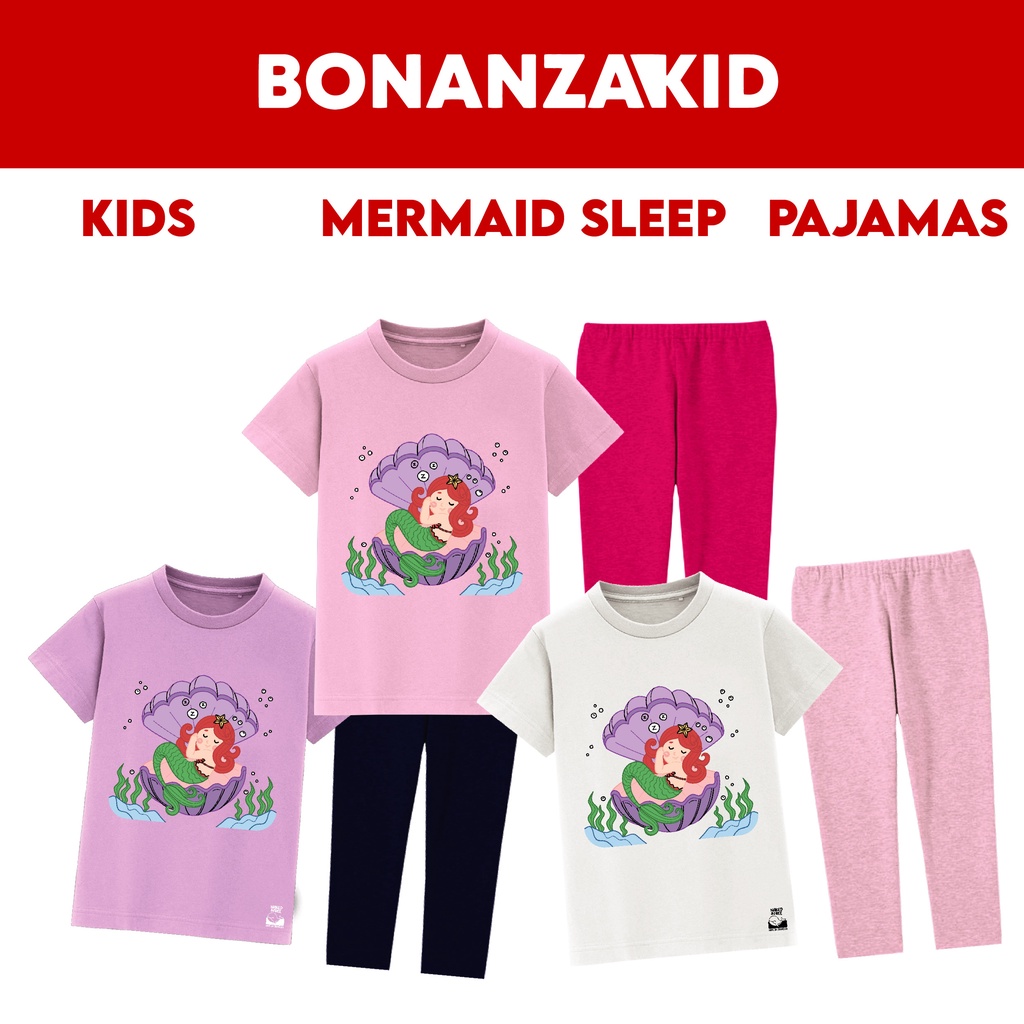 Baju Tidur Piyama Mermaid Sleep Size Anak Bahan Katun Combed 30s