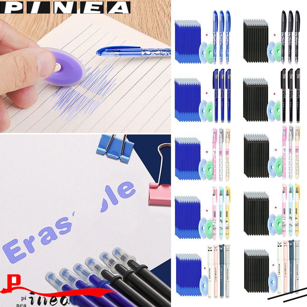 Nanas 55PCS/SET Dihapus Gel Pen Perlengkapan Kantor Sekolah Siswa 0.5mm Tinta Hitam Hewan Lucu Pena Netral