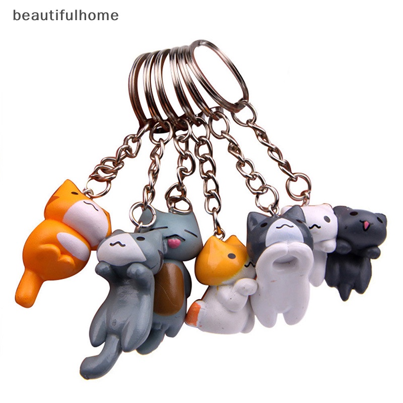 {beautifulhome} Gantungan Kunci Kucing Keberuntungan Kartun Yang Indah Wanita Pria Kitten Car Keychain Fashion Keyring.