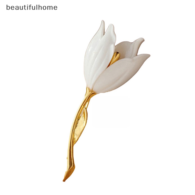 {beautifulhome} Pin Bros Enamel Tulip Bunga Kerah Collar Syal Decor Perhiasan Garment Jewelry.