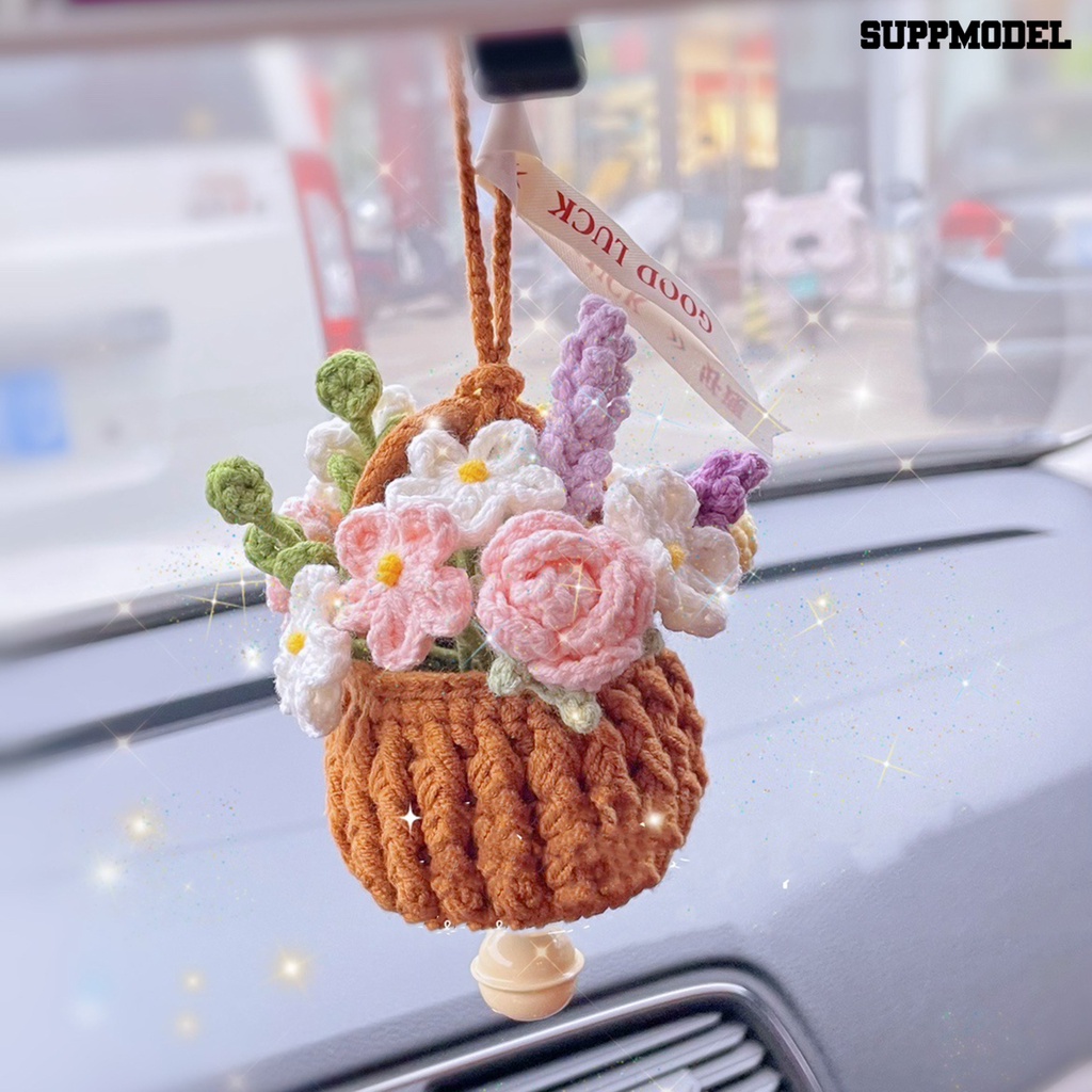 [SM]Crafted Floral Car Pendant Rose Sunflower Basket Charm Untuk Mobil Dekorasi Rumah Kantor Hadiah Yang Sempurna