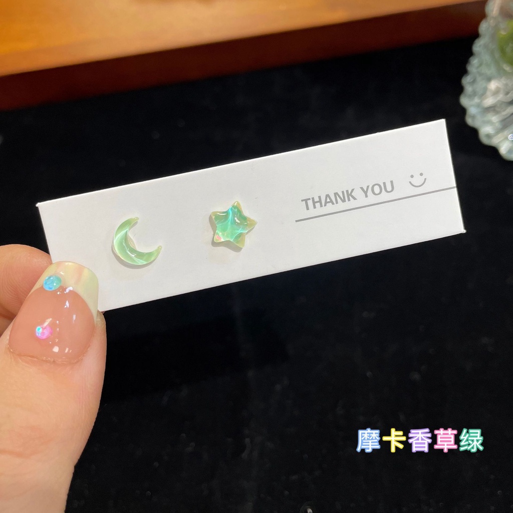 Anting Perak925 Jarum Bintang Bulan Girly Anting Manis Anting Mini