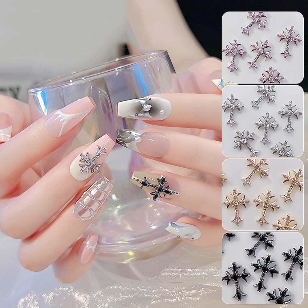 Mxbeauty Hiasan Kuku Perhiasan Kuku Silang Manicure Zircon Untuk Wanita