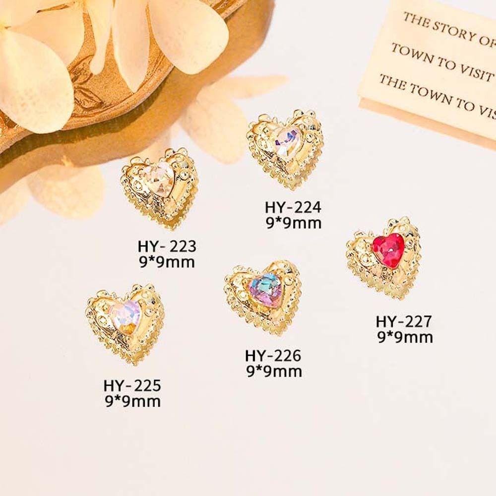 Mxbeauty Hiasan Kuku 3D Nail Art Drills Berkilau Cinta Hati Peach Heart Heart Diamonds Nail Jewelry Untuk Wanita