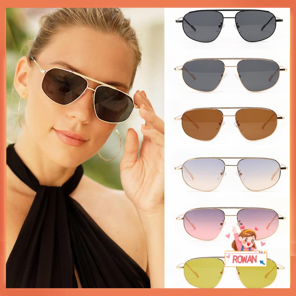 R-flower Retro Kacamata Hitam Untuk Wanita Fashion Bingkai Logam Lensa UV400 Y2K Shades