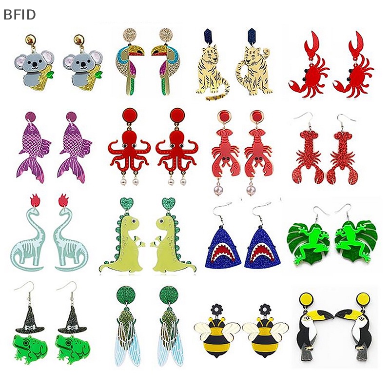 [BFID] 1pasang Anting Dinosaurus Akrilik Anting Kepiting Cicada Pribadi Kreativitas Interesg Koala Ear Stud Untuk Wanita Perhiasan Hadiah [ID]