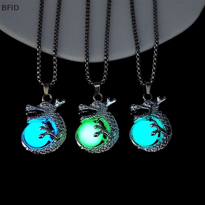 [BFID] Luminous Kalung Untuk Wanita Pria Punk Glow In The Dark Liontin Gothic Naga Liontin Leher Rantai Perhiasan Hadiah Untuk Pesta Halloween [ID]