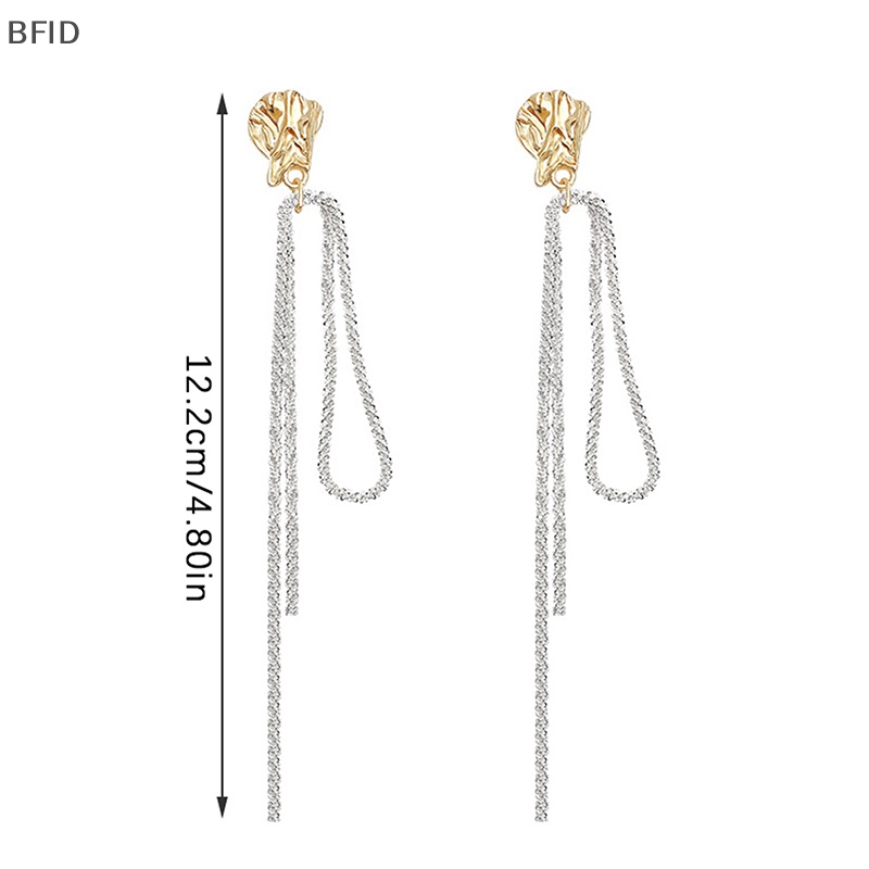 [BFID] 1pasang Anting Berlian Imitasi Ringan Vintage Fashion Rumbai Bling Gaya Korea Berlebihan Menjuntai Earring Chain Untuk Wanita Hadiah [ID]