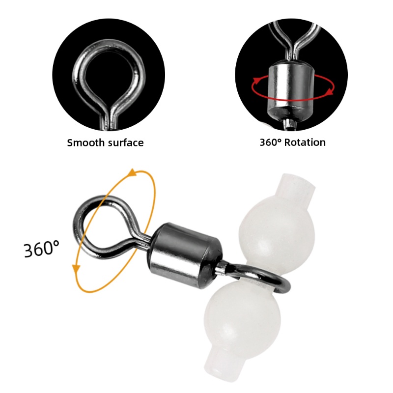 10pcs Stainless Steel Fhising Hooks Line Bead/Konektor Rolling Memancing Putar Bercahaya/Konektor Umpan Pancing/Fishing Tackle/T Shape Bearing Rolling Swivels