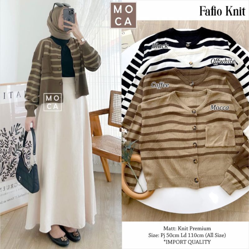 FAFIO KNIT BLOUSE | ATASAN OUTER WANITA MOTIF CANTIK ORI MOCA