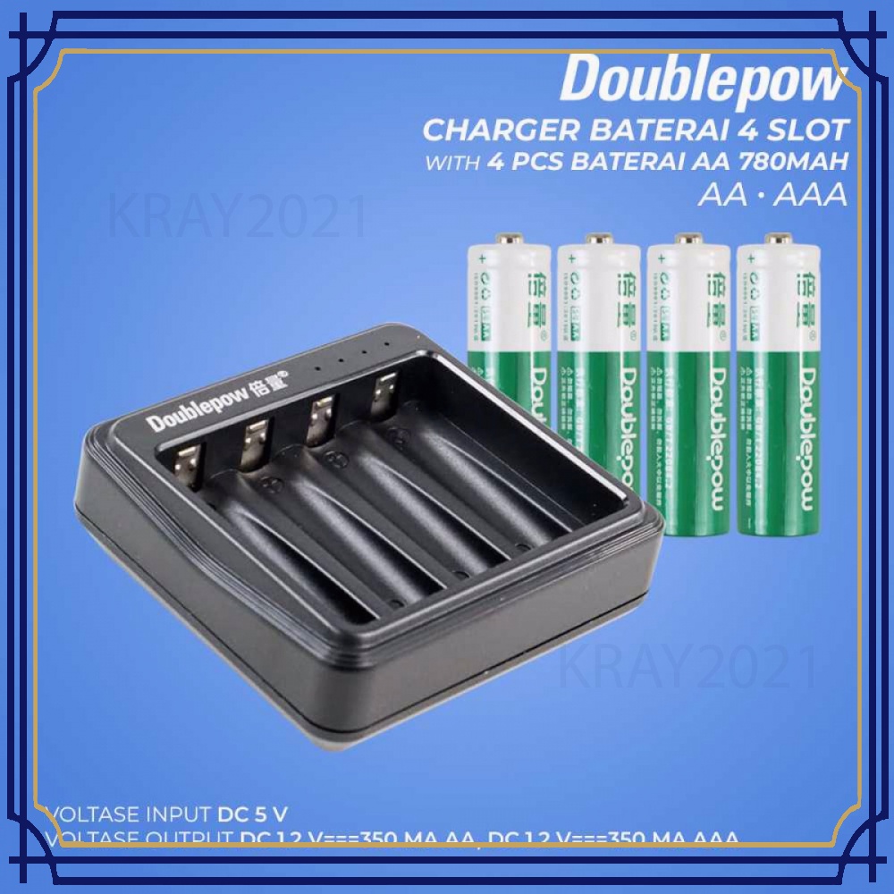 Charger Baterai 4 slot AA/AAA with 4 PCS Baterai AA 780mAh - UK-574