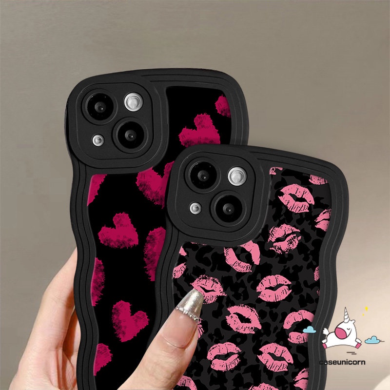 Art Graffiti Lip Print Case Untuk Redmi 12C A1 9 10C 10 9A 9T 10A 9C A1+ A2+Note8 10 11 9 Pro 11s 10s 9s Mi 11T Pro POCO X3 M3 NFC Pro Soft Wavy Edge Oil Penutup Hati Love Cat