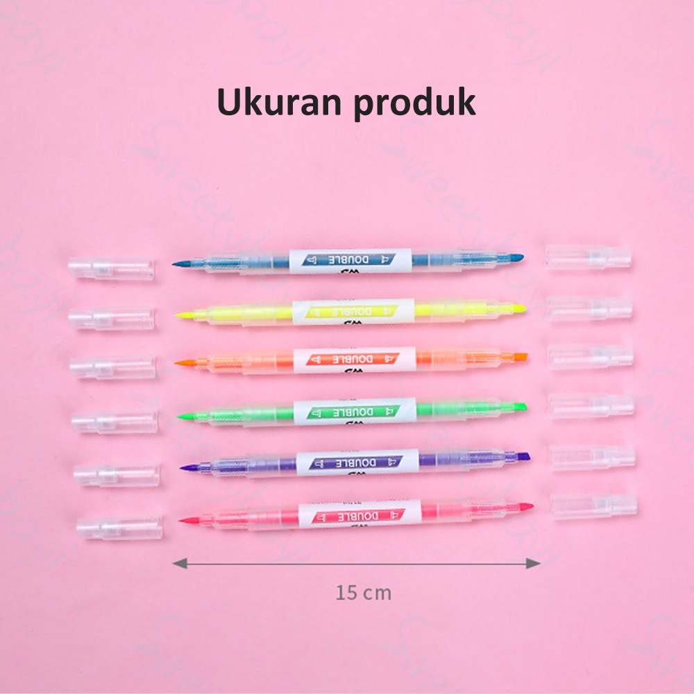 SweetyBayi Highlighter pen Stabilo warna warni stabilo panjang dua kepala