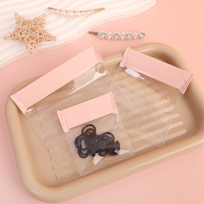 Eva Transparan Anti-Oksidasi Sealing Bag/ Pink Minimalist Jewelry Storage Nag/ Tas Perlindungan Tahan Air Debu