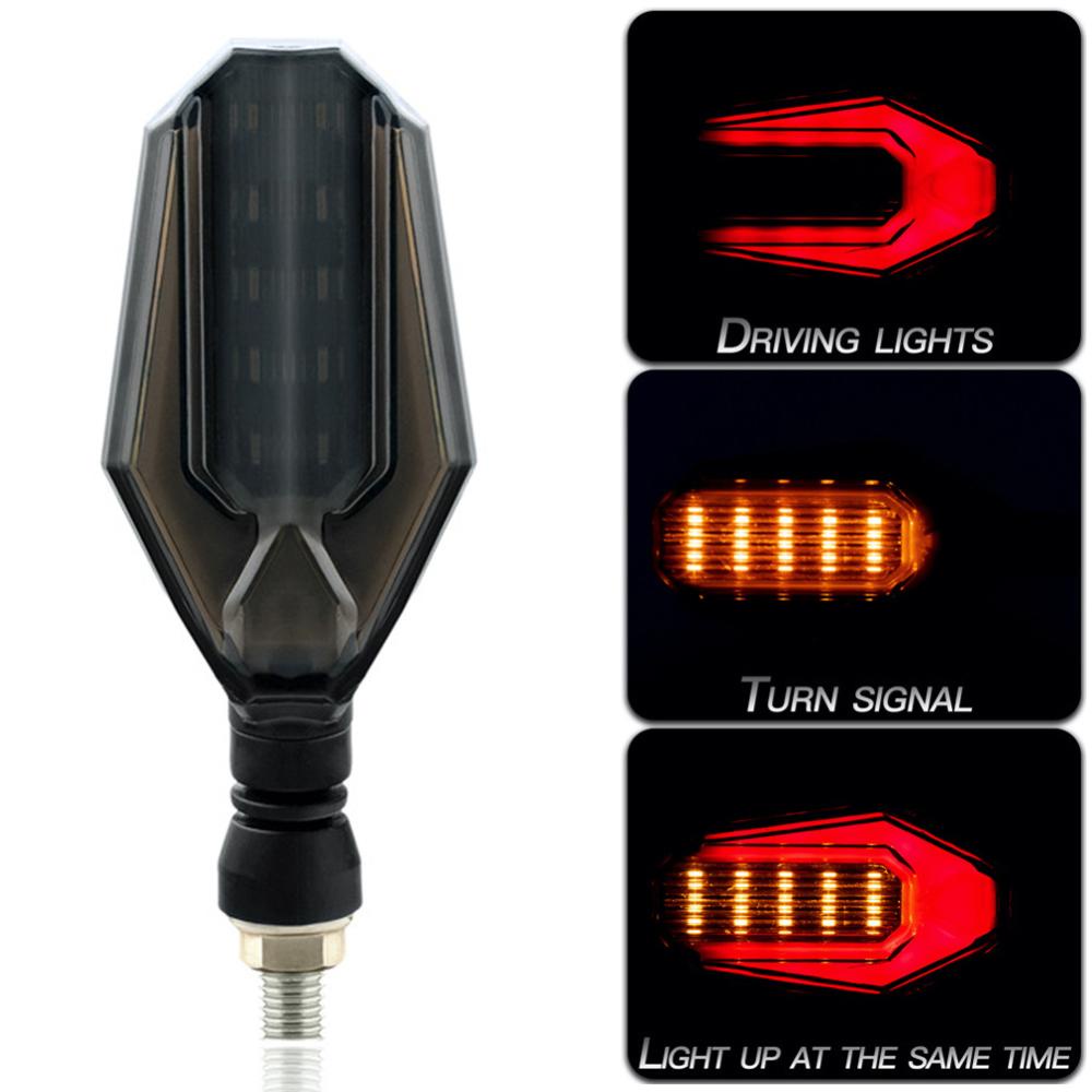 Openmall 2Pcs Lampu Sinyal Belok Motor LED Flasher Blinker Dual Colors Amber Signals Daytime Light Moto Indikator Aksesoris Lampu K2Q8