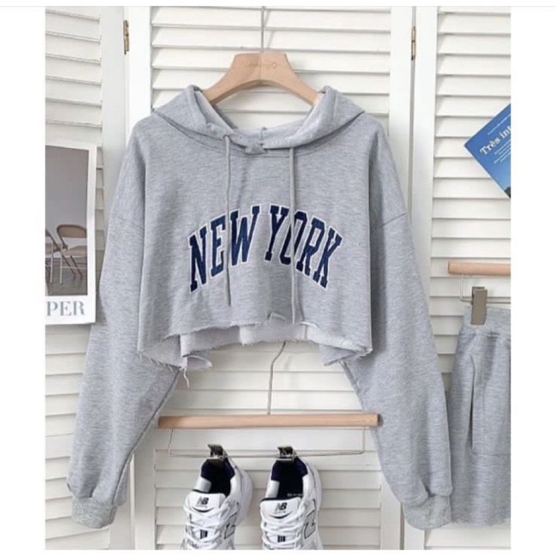 BEFAST - ZGW OOTD WANITA SWEATER KEKE / Sweater Crop Hoodie NEW YORK Fleece (LD 110, P 48) / Atasan Wanita Lengan Panjang / Sweater Crop Wanita Terlaris / Fashion Remaja ABG Casual / OOTD Wanita Ala Korean Style