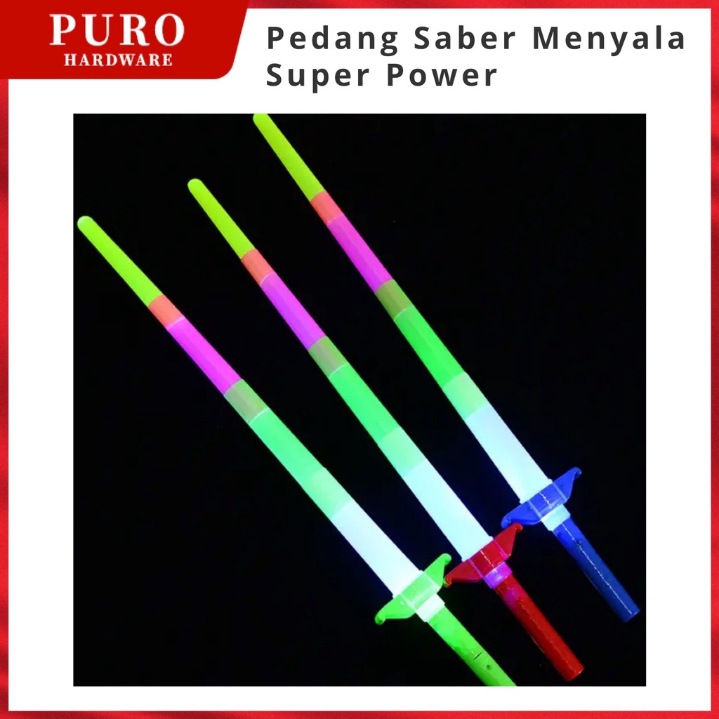 Pedang Saber Menyala Super Power / Pedang Platik Lipat Lampu / Pedang Neon / Mainan Senjata Saber Panjang / Light Saber