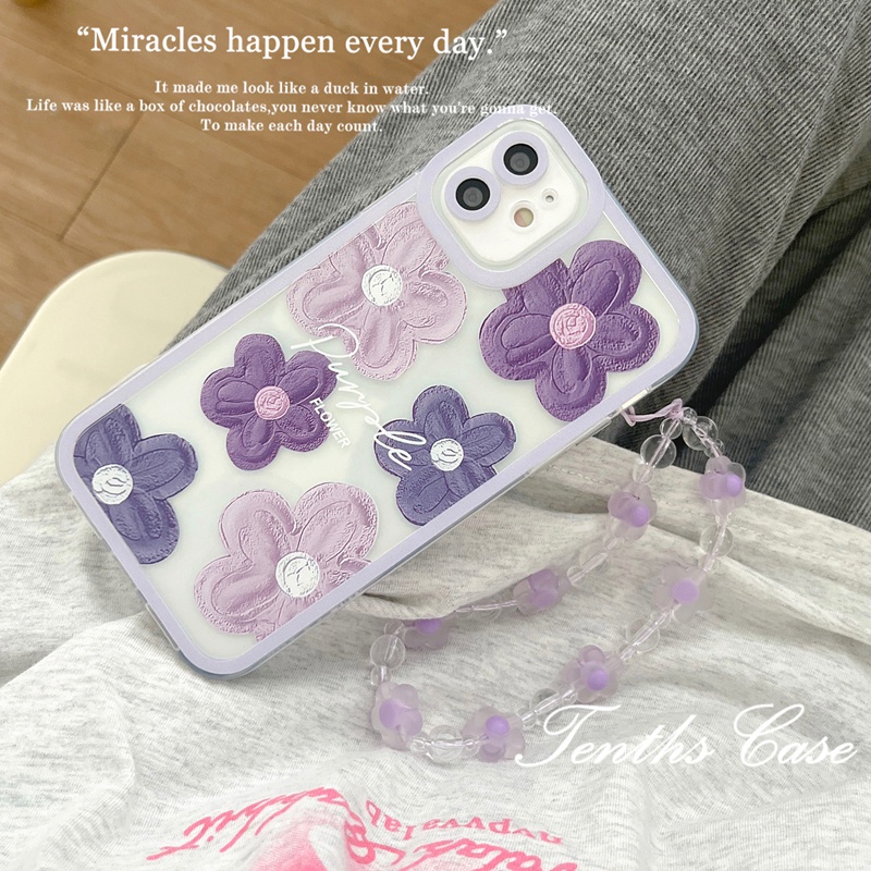 Untuk Huawei Y7A Y9s Nova9 7 7i 7se 6se 5T 4e 3i Y9 Prime 2019 Honor 8x Purple Flower Phone Case Dengan Lanyard