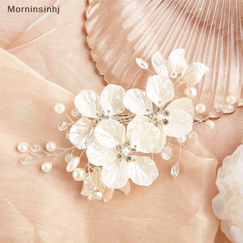 Mornin Bridal Kristal Mutiara Bunga Hair Clip Floral Barrette Rambut Aksesoris Pernikahan id