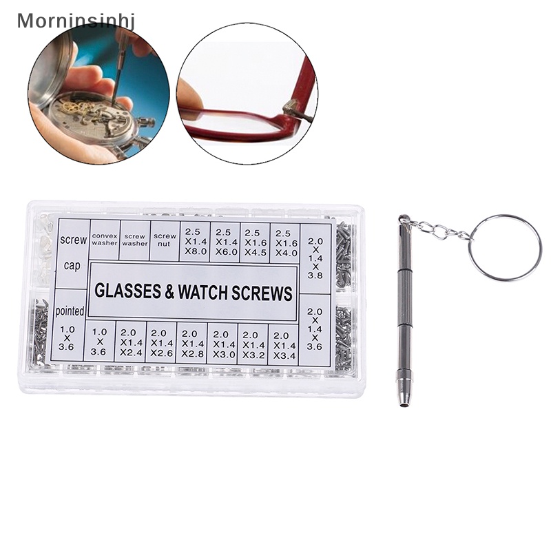 Mornin 1000 Pcs Sekrup Kecil Mur &amp; Obeng Jam Tangan Kacamata Glasses Repair Tool Kit New  Id