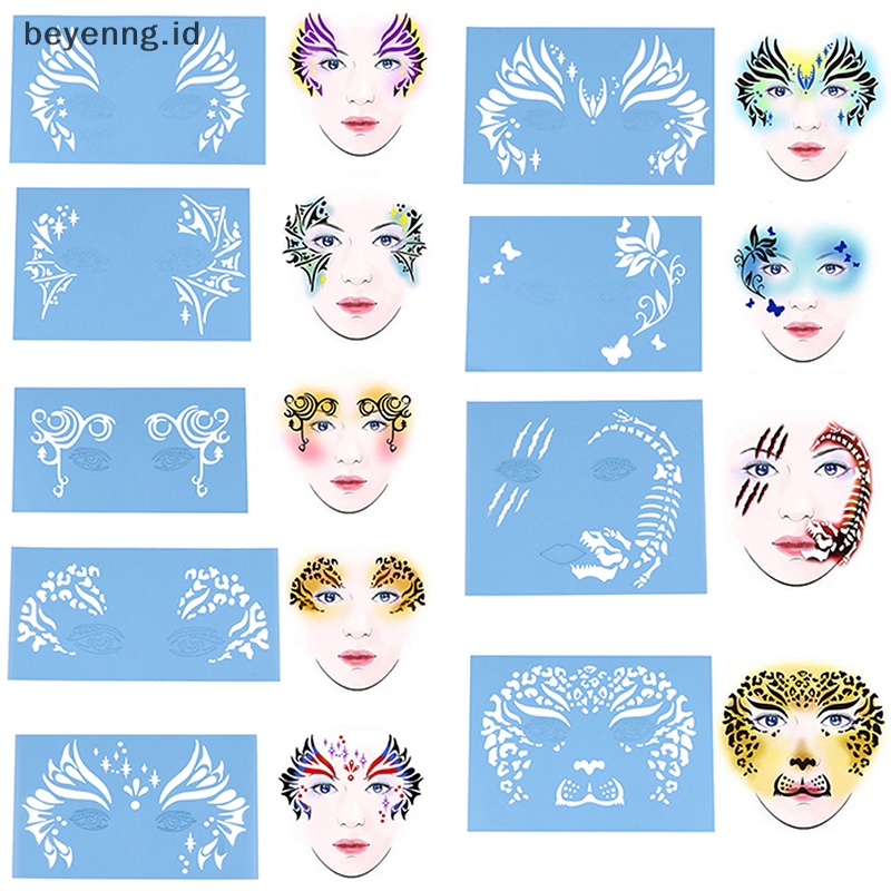 Beyen Cat Wajah Stensil Reusable Template Tato Paing Gambar Cetakan Alat Makeup ID