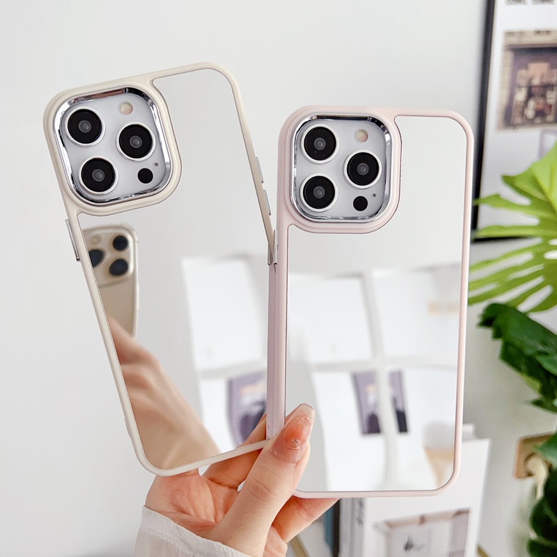 Electroplated silver Mke up Mirror SoftCase IPhone 7 8 Plus X Xr XS Max IPhone 11 12 13 14 Pro Max women's Fashion Camera protect Phone Case