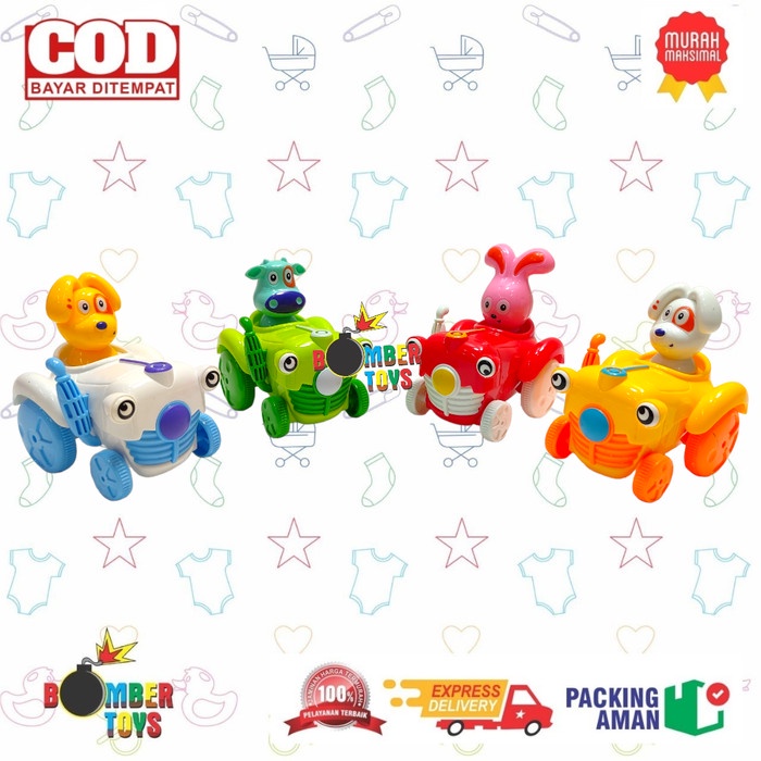 MAINAN ANAK TRAKTOR KERETA PULLBACK KARAKTER KARTUN LUCU COLORFUL