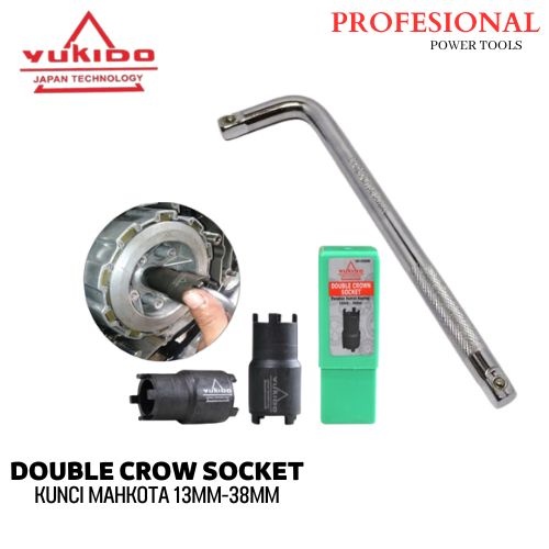PROMO HARI INI!! PAKET!! 2 ITEM - KUNCI MAHKOTA + GAGANG SHOCK ( L ) - Double Crown Socket Kunci Mahkota Kunci Kopling YUKIDO