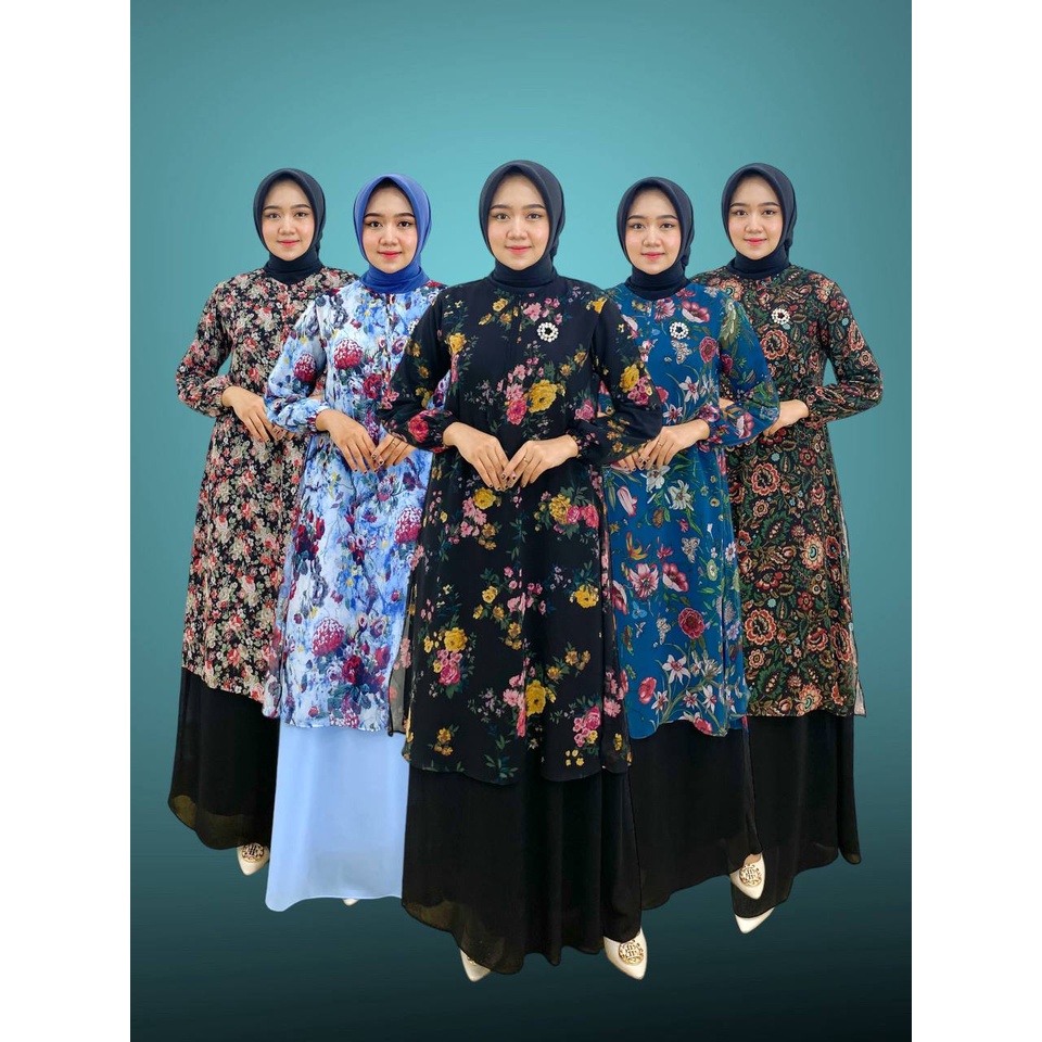 PB Prilly Busana - FLOWY Vol. 2 GAMIS MALAYSIA MOTIF - GAMIS MELAYU KOMBINASI - MAXYDRESS MALAY