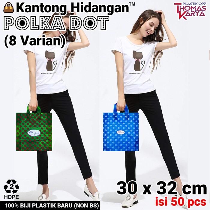 30x32 cm KANTONG HIDANGAN™ POLKADOT | Tas Plastik Hajatan Syukuran - 30x32 PINK