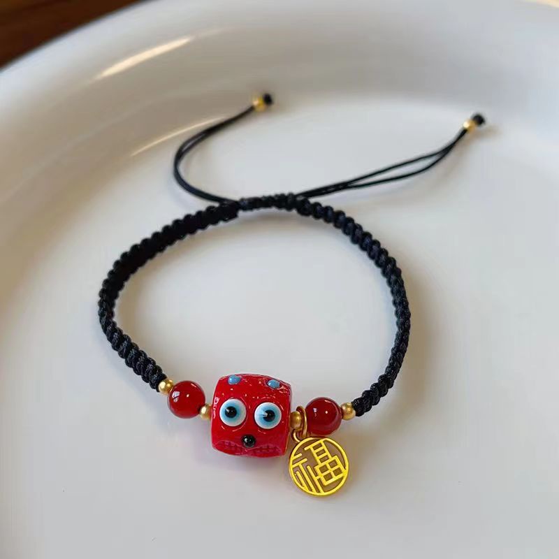 Kartun Baru Monster Kecil Merek Rejeki Tenun Tangan Gelang Perempuan2023 Gaya Baru Trendi Lucu Childlike Stretch Bracelet