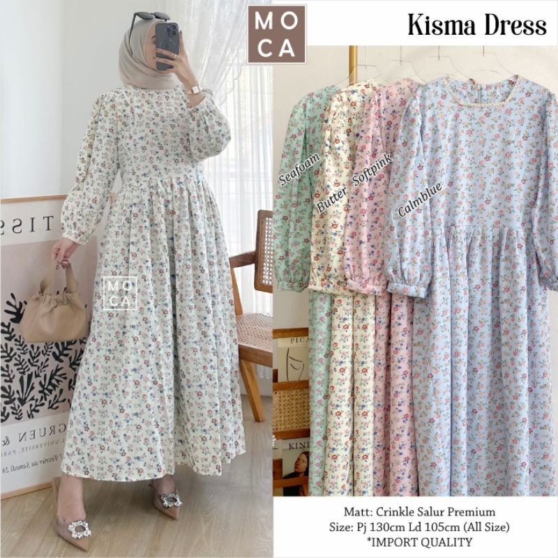 KISMA DRESS ORI MOCA | Ld105 Crinkle Salur Premium