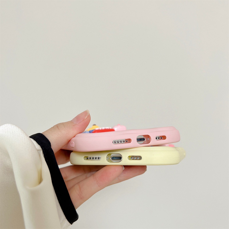 Macaron Yellow Wave Winnie Bear Doll Soft Silicon Case HP iP iPhone 6 6S 7 8 14 + Plus SE 2020 2022 X XS XR 11 12 13 Pro Max Girl Woman Casing