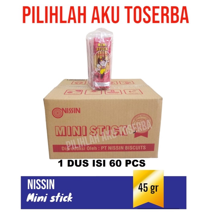 Biskuit Nissin MINI STICK 45 gr KEMASAN BESAR - ( HARGA 1 DUS )