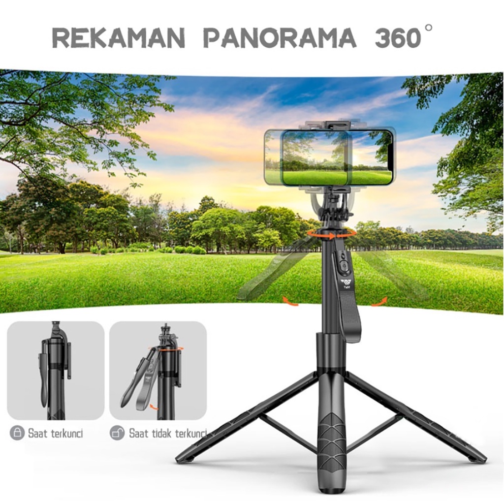 L16 Tripod Bluetooth Selfie Stick Remote Tripod HP Kamera DSLR Tongsis 1530MM dengan 1/4 Adaptor