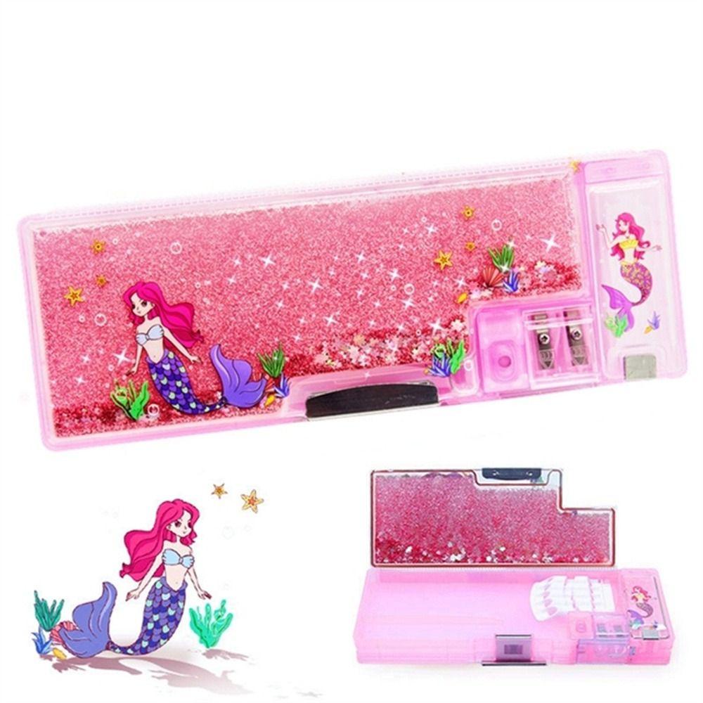 Stationery Box, Pink Quicksand Pencil Case, Girls