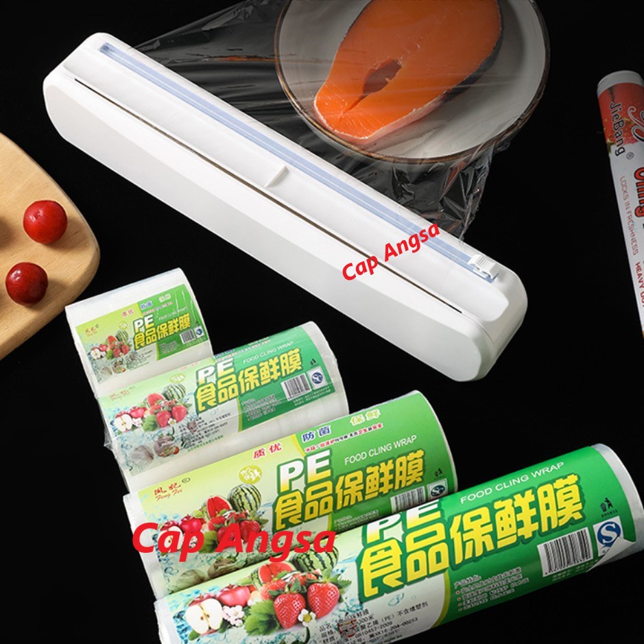 CLING WRAP DISPENSER PLASTIK FILM MAKANAN SLIDING CUTTER HOLDER FOOD WRAPPING ALUMUNIUM FOIL BAKING