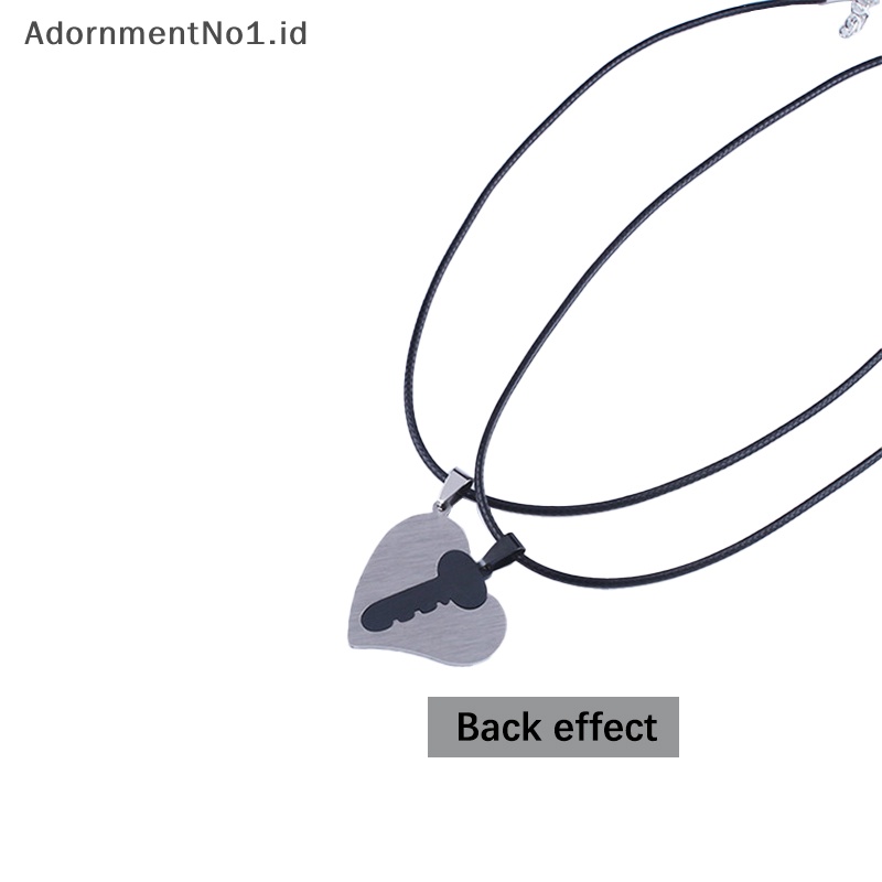 [AdornmentNo1] 1pasang Fashion pencocokan kalung kreatif kucing hati bentuk jahitan Stainless Steel liontin kalung persahabatan pasangan perhiasan