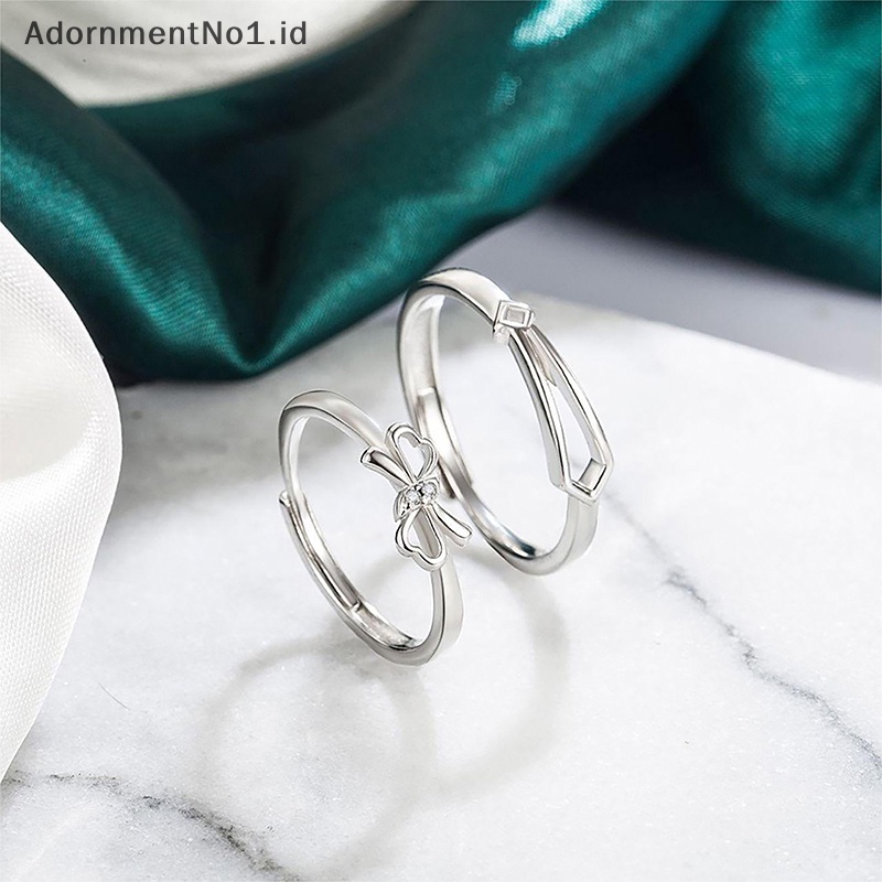 [AdornmentNo1] Cincin pasangan kreatif ikatan simpul zirkon cincin mode pembukaan segar cincin jari geometris yang dapat disesuaikan untuk pria wanita hadiah perhiasan