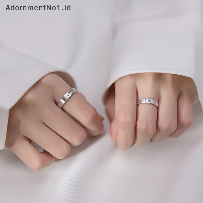 [AdornmentNo1] New Fashion1Pair Kitten Couple Rings Cute Sliver Cat Open Rings untuk wanita pria Adjustable Finger Ring desainer perhiasan hadiah