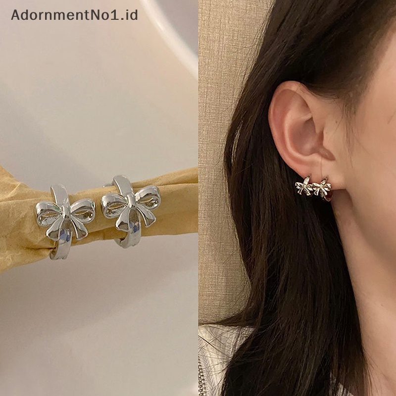 [AdornmentNo1] 1pasang perhiasan ikatan simpul anting untuk wanita logam Vintage Harajuku keren Y2k anting pesona Aesthetic hadiah