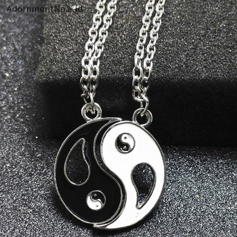 [AdornmentNo1] 2pcs Tai Chi kalung Alloy Yin Yang liontin kalung kreatif Fashion leher rantai perhiasan ulang tahun untuk pasangan sahabat terbaik hadiah