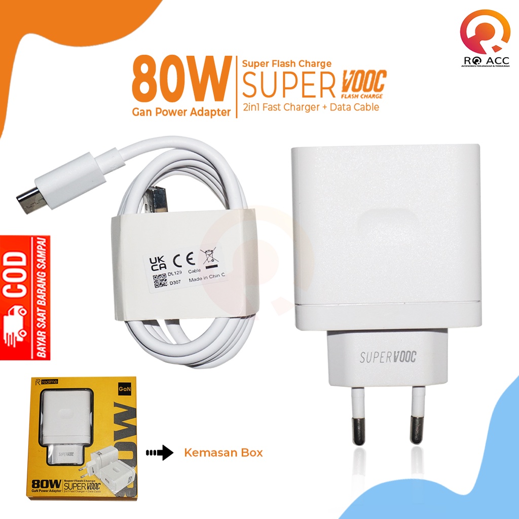 [RO ACC] CHARGER CASAN REALME 80W FAST CHARGING SUPERVOOC TYPE C GAN TECH